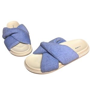 Anthropologie Maeve Terry Slide Sandals Blue Minimalist Preppy Size 10